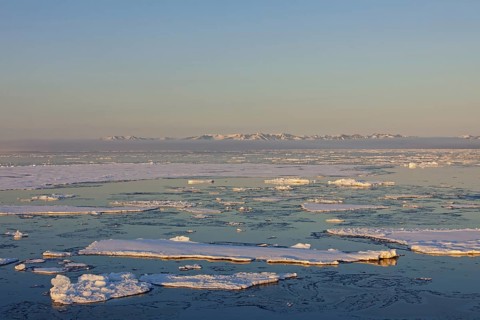 Pack ice in the Hinlopenstretet, Hinlopenstreet, strait between Spitsbergen and Nordaustlandet in