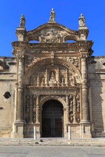 Historic church facade, Iglesia Mayor Prioral, Puerto de Santa Maria, Cadiz province, Spain, Europe