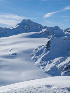 Mountain panorama with Wildpsitze (3770 m) and Rechter Fernerkogel (3289 m), Soelden, Tyrol