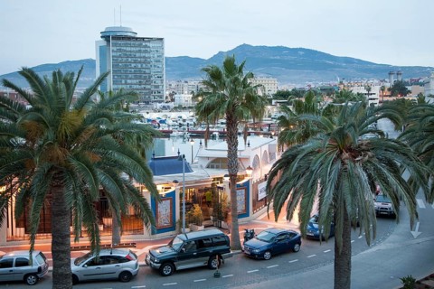 View over harbour and city centre, Melilla autonomous city state Spanish territory in north Africa,