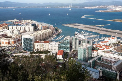 High density modern apartment block housing, Gibraltar, British overseas territory in southern