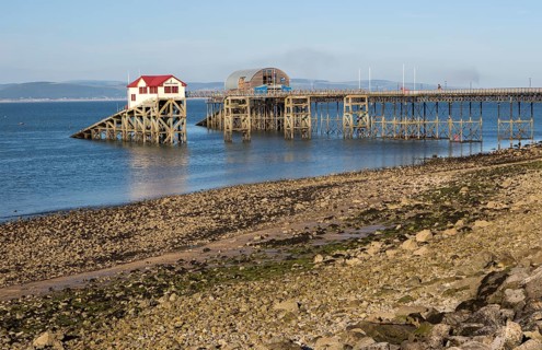 Pier and lifeboat station, Mumbles, Gower peninsula, near Swansea, South Wales, UK