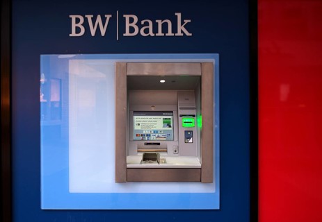ATM of BW-Bank Baden-Wuerttembergische Bank, Logo, Stuttgart, Baden-Wuerttemberg, Germany, Europe