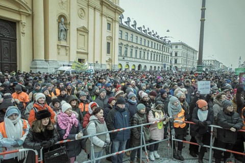 Demonstrators at the rally, farmers' protest, Odeonsplatz, Munich, Upper Bavaria, Bavaria, Germany,