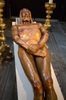 Sculpture by Luigi Mattei of Jesus Christ based on the Turin shroud, Saint John cathedral church,