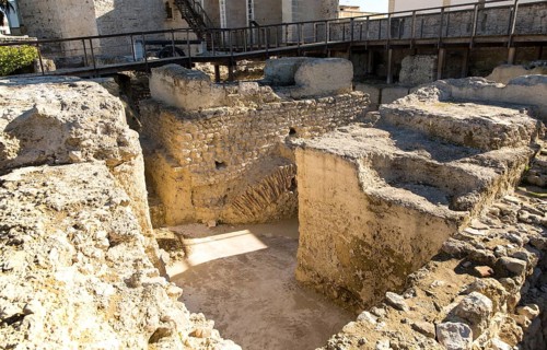 Archaeological excavations of ancient buildings in the Alcazar, Jerez de la Frontera, Spain, Europe