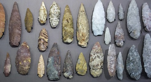 Collection of Lupemban bi-facially flaked stone points, tips for throwing or stabbing spears from