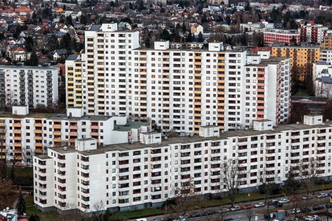 View of residential buildings in Gropiusstadt. The rise in rents in German cities has increased
