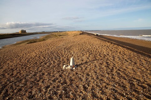 Shingle beach at East Lane, Bawdsey, Suffolk, England, UK