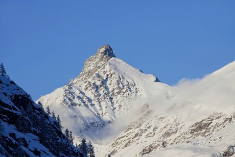 The mountain Grivola in the Graian Alps in the Gran Paradiso National Park, Valle d'Aosta, Italy,