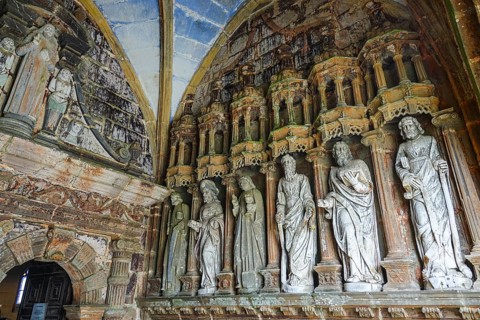 Statues of the apostles in front of the side portal, Enclos Paroissial enclosed parish of
