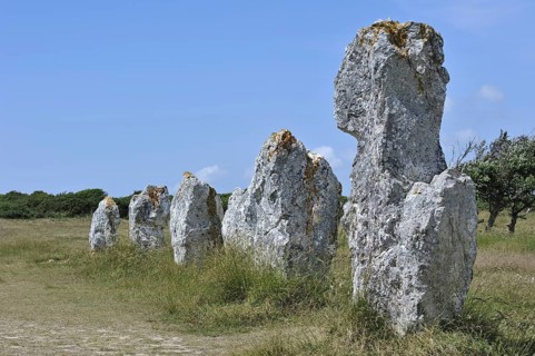 Megalithic standing stones, Alignements de Lagatjar at Crozon, Camaret-sur-Mer, Finistere,