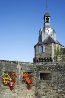 Belfry at the entrance gate to the medieval Ville Close at Concarneau, Finistere, Brittany, France,