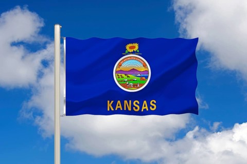 The flag of Kansas, USA, Studio, North America
