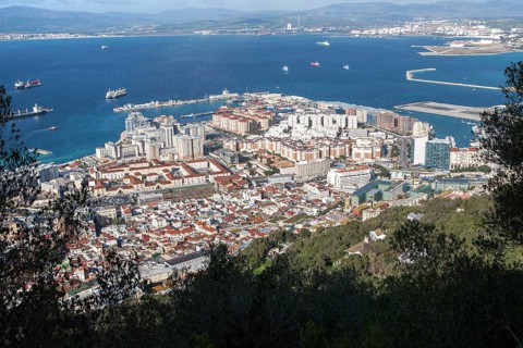 High density modern apartment block housing, Gibraltar, British overseas territory in southern