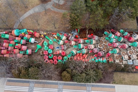 Detroit, Michigan, Navigational buoys stored at the U.S. Coast Guard station. The buoys mark the