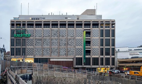 Galeria Kaufhof Stuttgart Eberhardstrasse. Clearance sale before closing, exterior view, Stuttgart,
