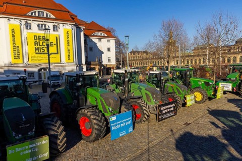 Farmers' protest action, Dresden, Saxony, Germany, Europe