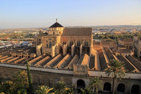 Raised angle view of Great Mosque, Mezquita cathedral, former mosque building in central, Cordoba,