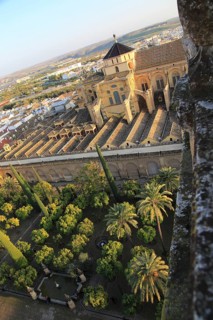 Raised angle view of Great Mosque, Mezquita cathedral, former mosque building in central, Cordoba,