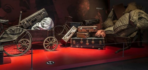 Belongings of fugitives, refugees fleeing from German occupation in the Bastogne War Museum devoted
