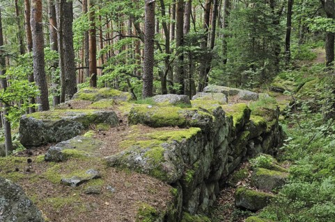 The Pagan Wall, Mur Paien in forest near Mont Sainte-Odile, Vosges, Alsace, France, Europe