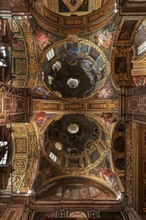 Domes of the baroque Chiesa del Gesu, built at the end of the 16th century, Via di Porta Soprana,