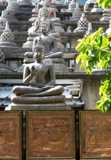 Buddha statues at Gangaramaya Buddhist Temple, Colombo, Sri Lanka, Asia