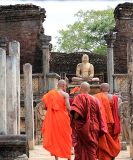 Seated Buddha in Vatadage building, The Quadrangle, UNESCO World Heritage Site, the ancient city of