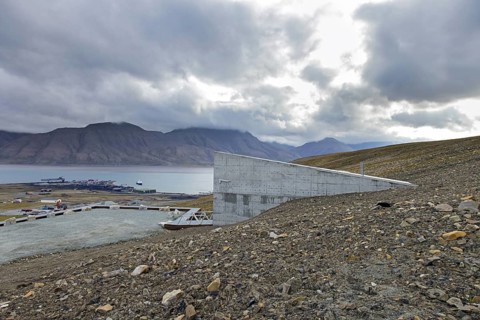 Entrance to the Svalbard Global Seed Vault, largest seed bank in the world and backup facility for