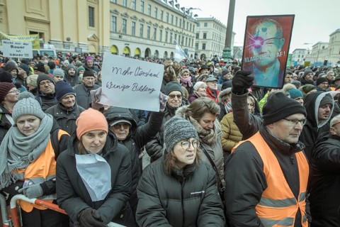 Demonstrators at the rally, farmers' protest, Odeonsplatz, Munich, Upper Bavaria, Bavaria, Germany,