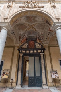 Exit portal in the courtyard of Palazzo Doria Spinola, former manor house from the 16th century,