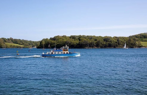 Ferry boat leaving St Mawes, Cornwall, England, UK