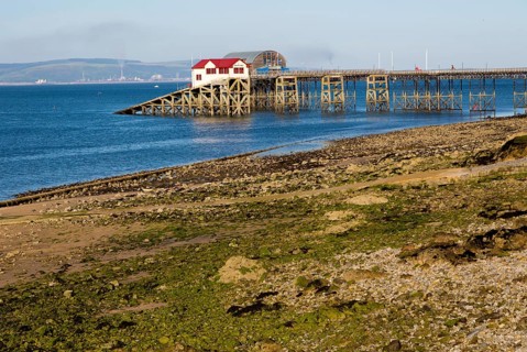 Pier and lifeboat station, Mumbles, Gower peninsula, near Swansea, South Wales, UK