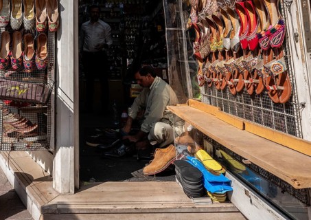 Shoe shops and craftsmen in the Al Fahidi neighbourhood, Dubai, United Arab Emirates, Asia