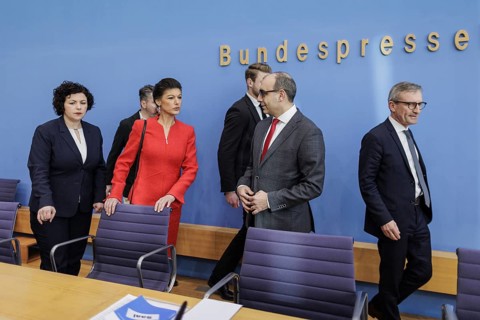 Amira Mohamed Ali, MP, Dr Sahra Wagenknecht, Prof Dr Shervin Haghsheno, university lecturer and