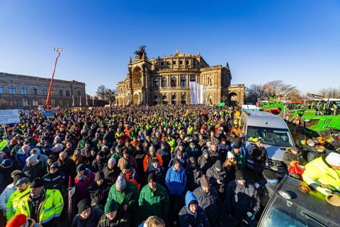 Farmers' protest action, Dresden, Saxony, Germany, Europe