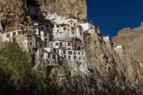 Phugtal Gompa, one of the most spectacularly located Buddhist monasteries of Ladakh, which clings