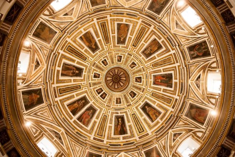 Baroque church with its beautifully decorated dome, Iglesia Santo Cristo de la Salud, Malaga,