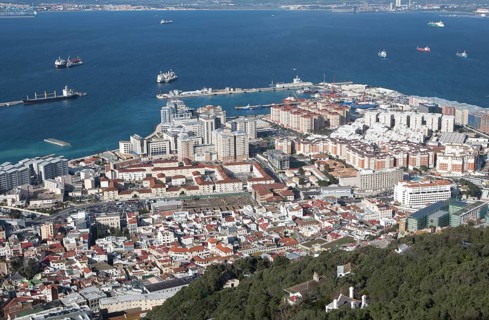High density modern apartment block housing, Gibraltar, British overseas territory in southern