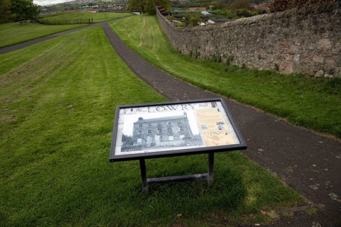 The Lion House and Lowry information board, Berwick-upon-Tweed, Northumberland, England, UK