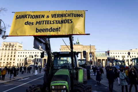 Pictures taken during the farmers' protests in Berlin. Farmers are demonstrating against the