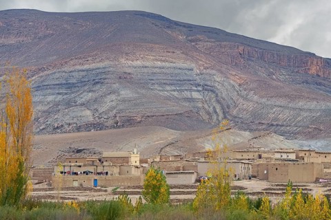 Little rural village with adobe houses in the High Atlas Mountains, Midelt Province, Draa-Tafilalet