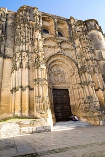 Gothic facade and doorway church Santa Maria de la Asuncion, Arcos de la Frontera, Cadiz province,