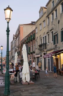 Restaurant on the waterfront of the Guidecca Canal, Dorsoduro district, Venice, Veneto, Italy,
