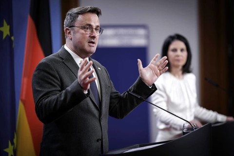 (R L) Annalena Baerbock, Federal Minister for Foreign Affairs, and Xavier Bettel, Foreign Minister