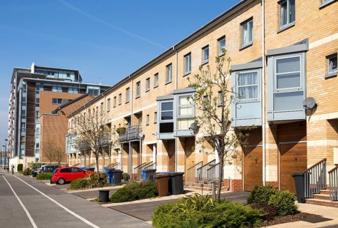 Modern maisonette housing in central Ipswich, Suffolk, England, UK