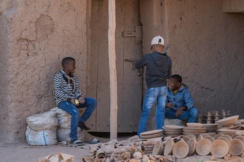 Children working in a pottery, Tamegroute, Morocco, Africa