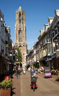Famous fourteenth century Dom church tower in city of Utrecht, Netherlands