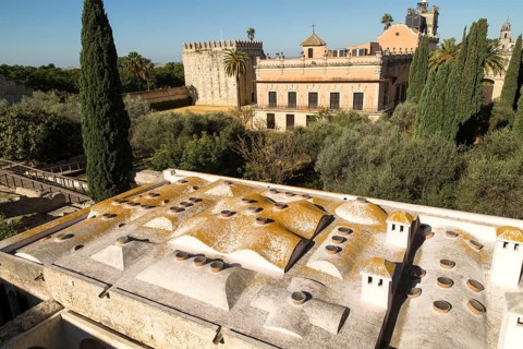 Historic palace building, Palacio de Villavicencio and gardens in the Alcazar, Jerez de la